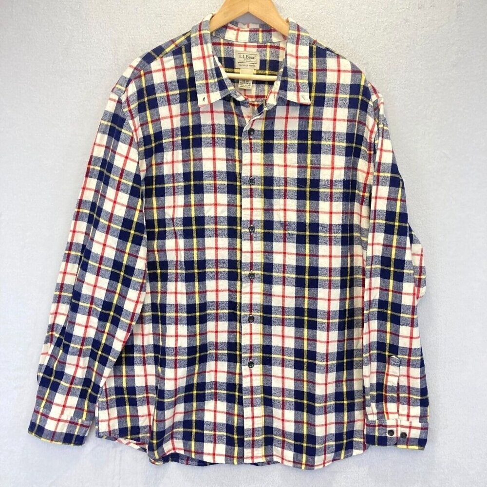 L.L. Bean Slightly Fitted Button Up Flannel Shirt Men's‎ XXL Gorpcore Plaid 2XL